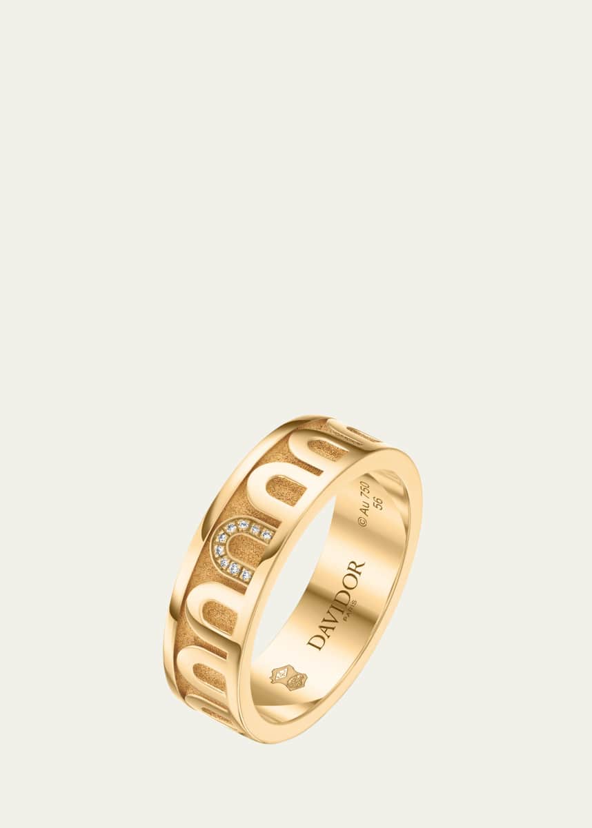 DAVIDOR L'Arc de DAVIDOR Ring MM in 18K Yellow Gold with Satin Finish and Porta Simple Diamonds