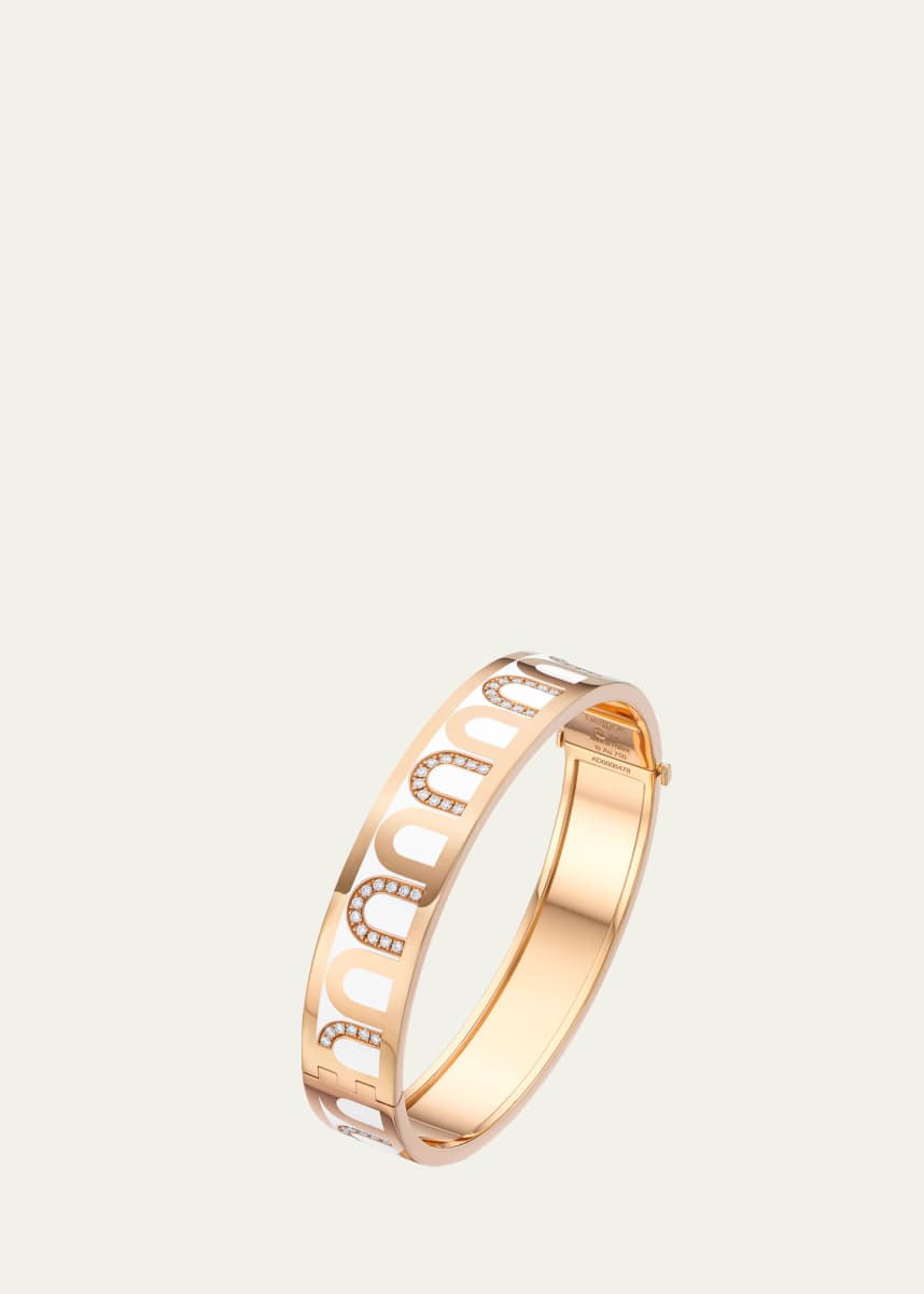 DAVIDOR L'Arc de DAVIDOR Bangle GM in 18K Rose Gold with Neige Lacquered Ceramic and Colonnato Diamonds