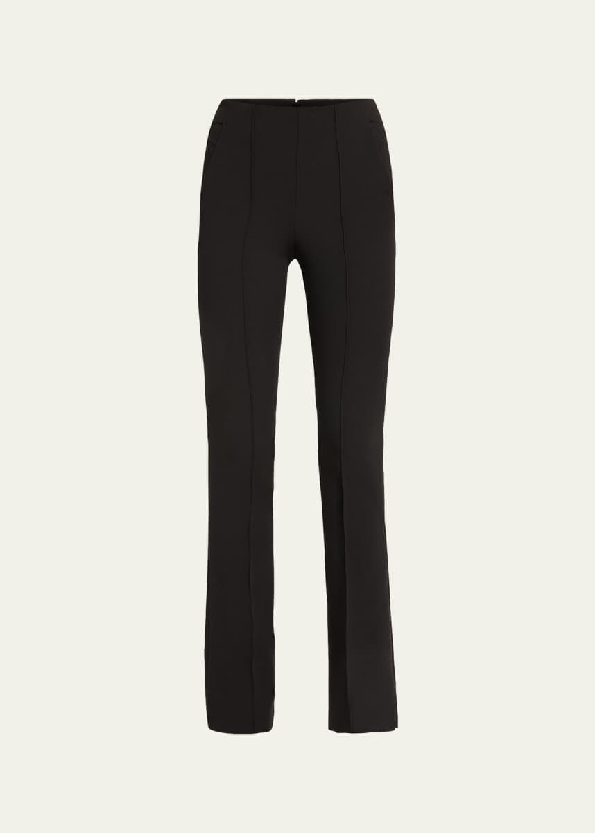 Black Thilde slit-cuff pintucked jersey leggings, The Row