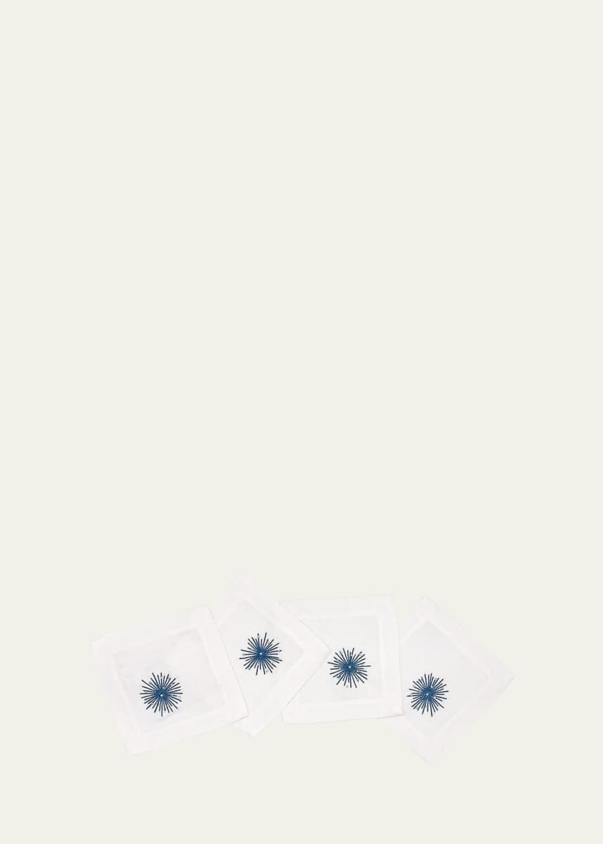 Tina Chen Designs Starbust Blue Cocktail Napkins, Set of 4