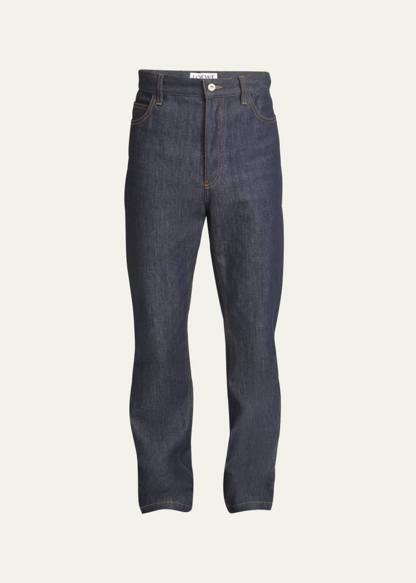 Loewe Men's High-Rise Raw Denim Jeans