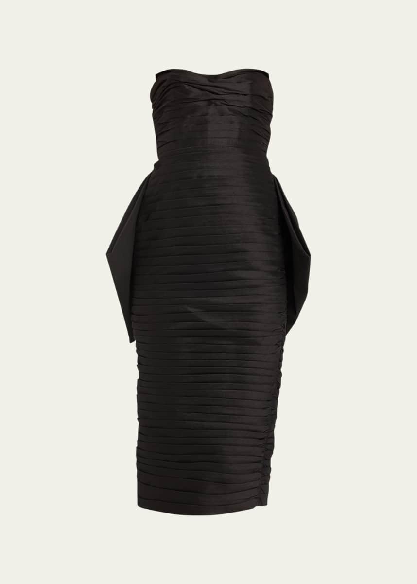 Rachel Gilbert Marji Strapless Folded Midi Dress with Removable Bow