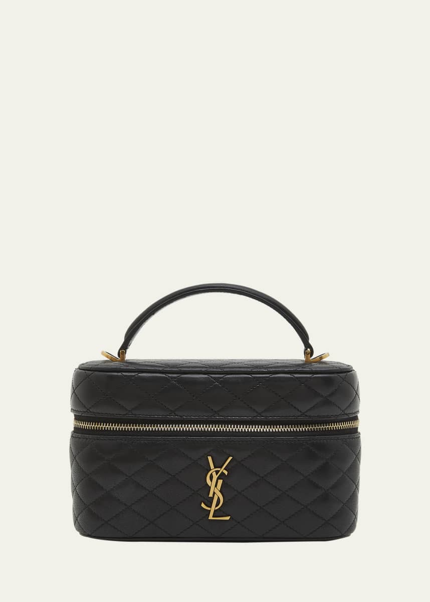 Saint Laurent Gabby Mini Vanity Case in Quilted Leather with Gold Hardware