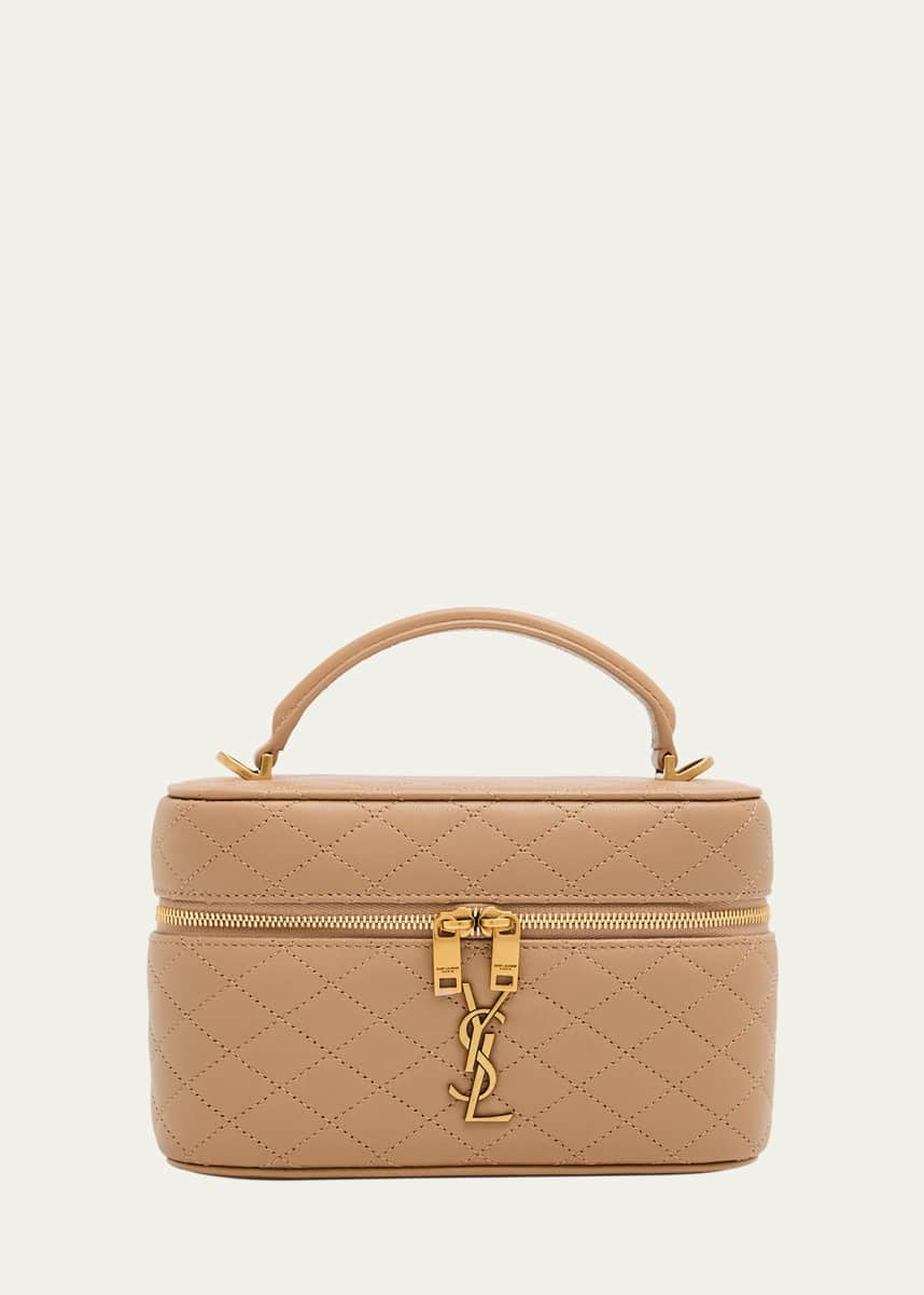 Saint Laurent Gabby Mini Vanity Case in Quilted Leather with Gold Hardware