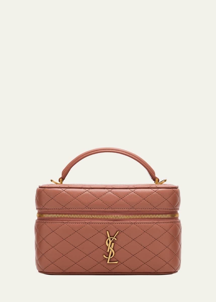 Saint Laurent Gabby Mini Vanity Case in Quilted Leather with Gold Hardware