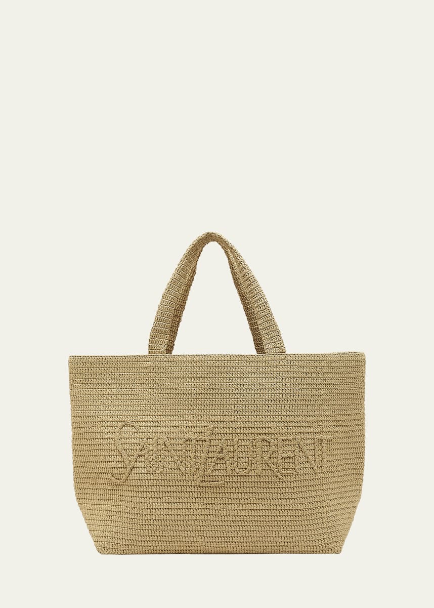 Saint Laurent East-West Logo Raffia Tote Bag