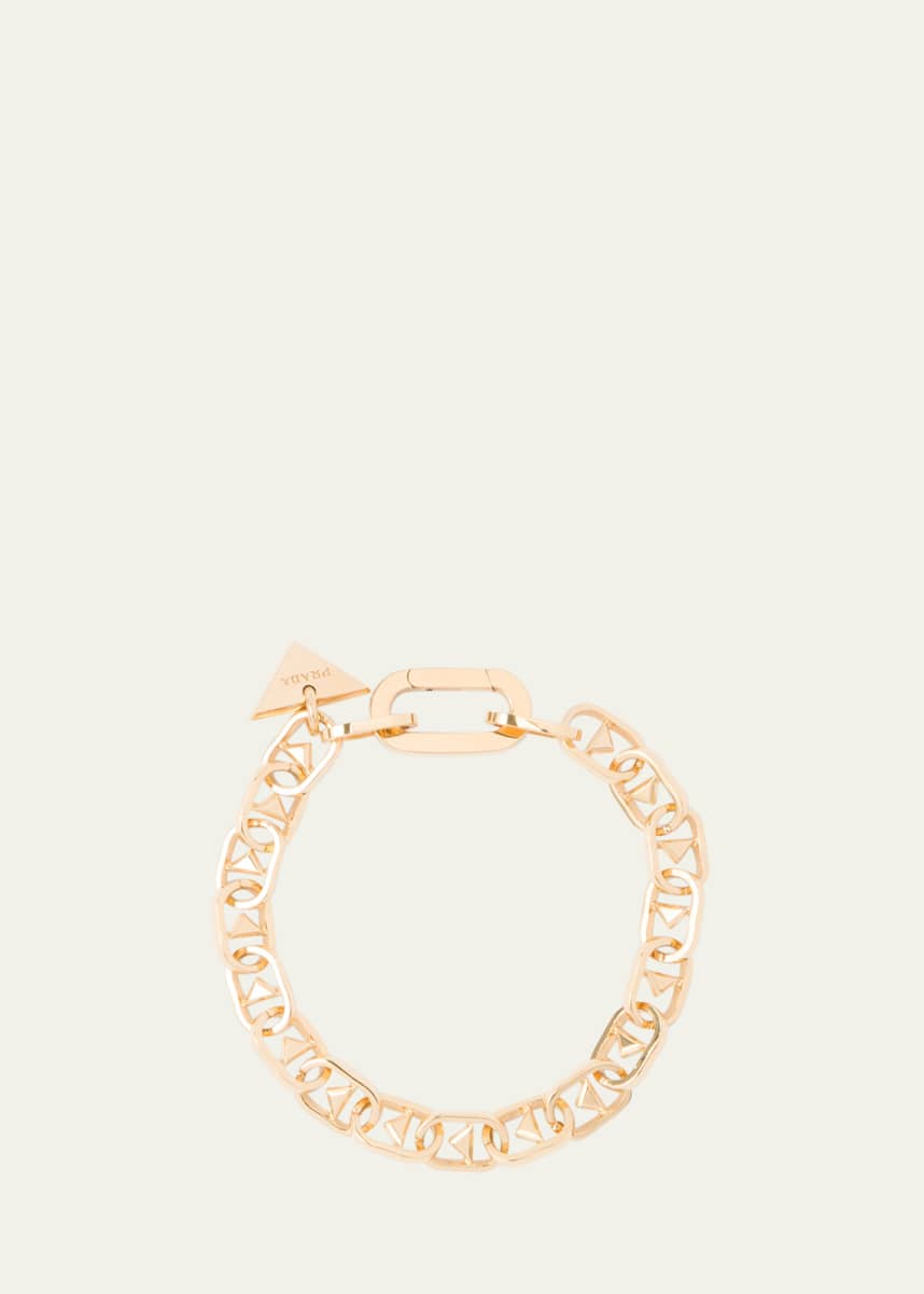 Prada Triangle Chain-Link Brass Bracelet