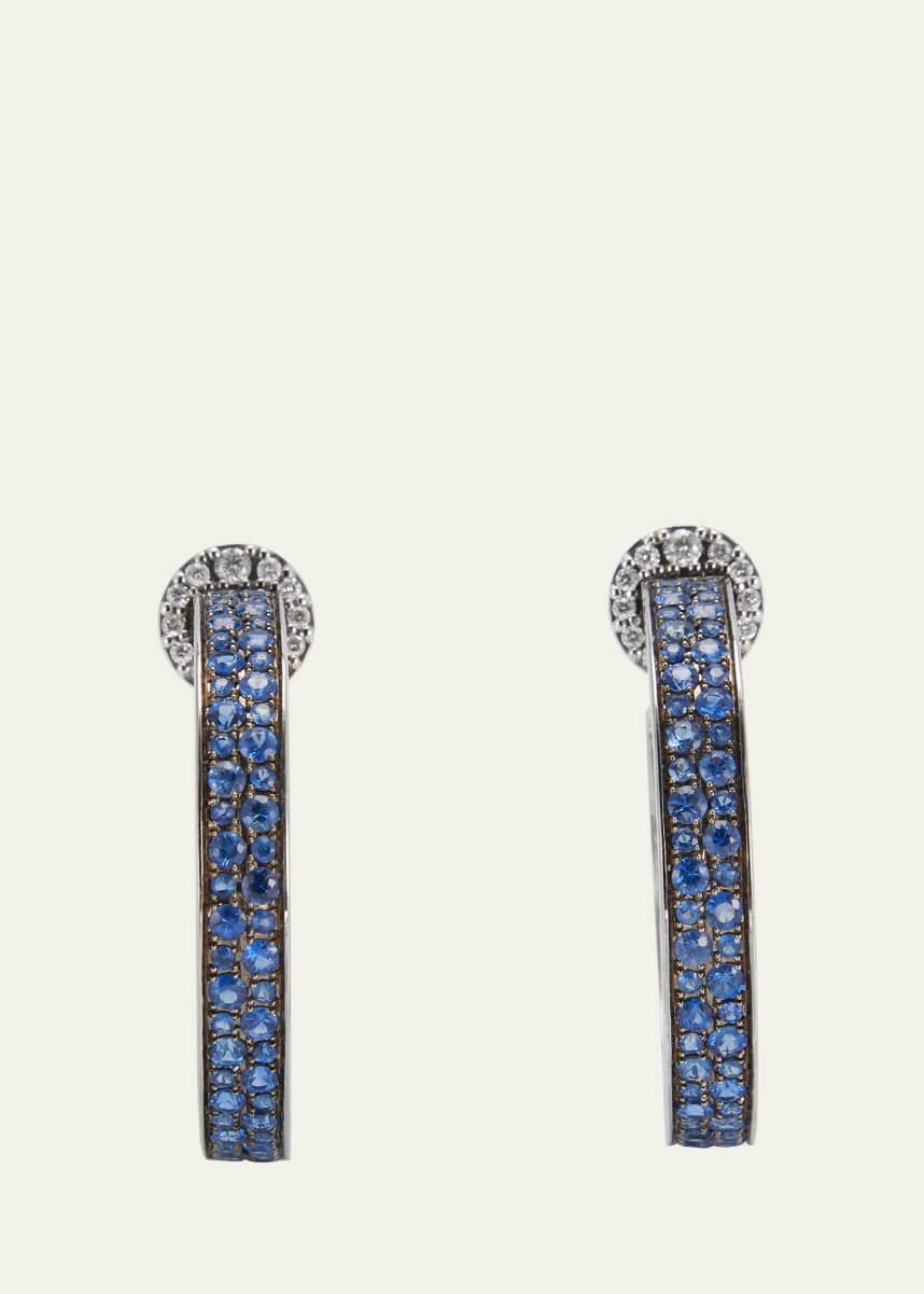 Nam Cho 18k White Gold Diamond and Sapphire Hoop Earrings
