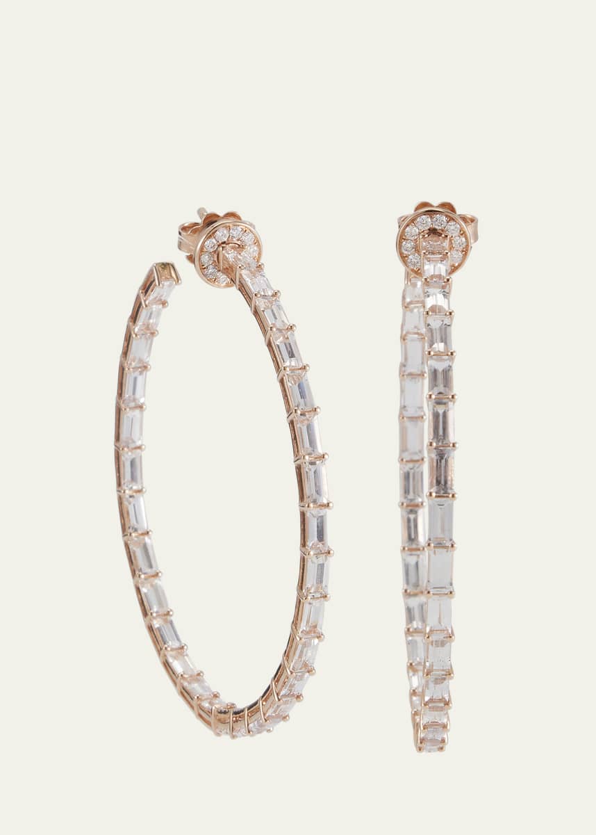 Nam Cho 18k Rose Gold White Sapphire and Diamond Hoop Earrings