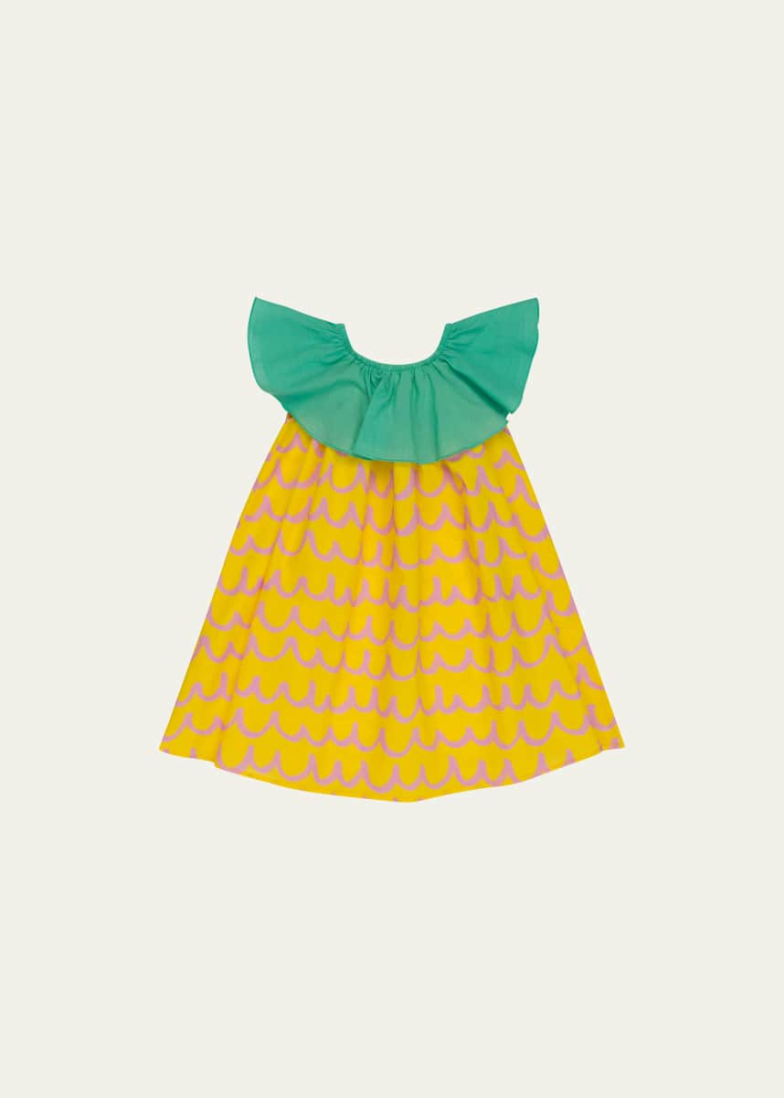 Stella McCartney Kids Girl's Pineapple Waves Sleeveless Ruffled Dress, Size 2-12