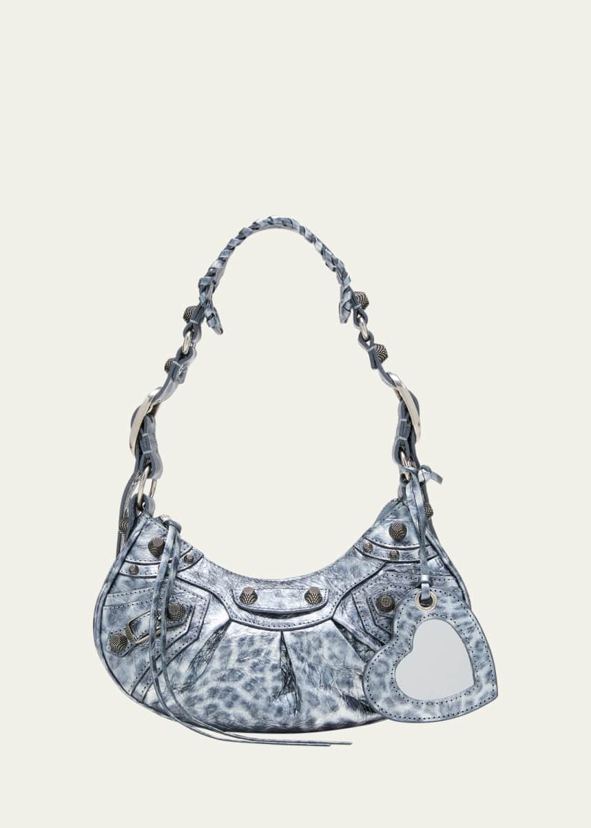 Balenciaga Cagole XS Leopard Stud Hobo Shoulder Bag