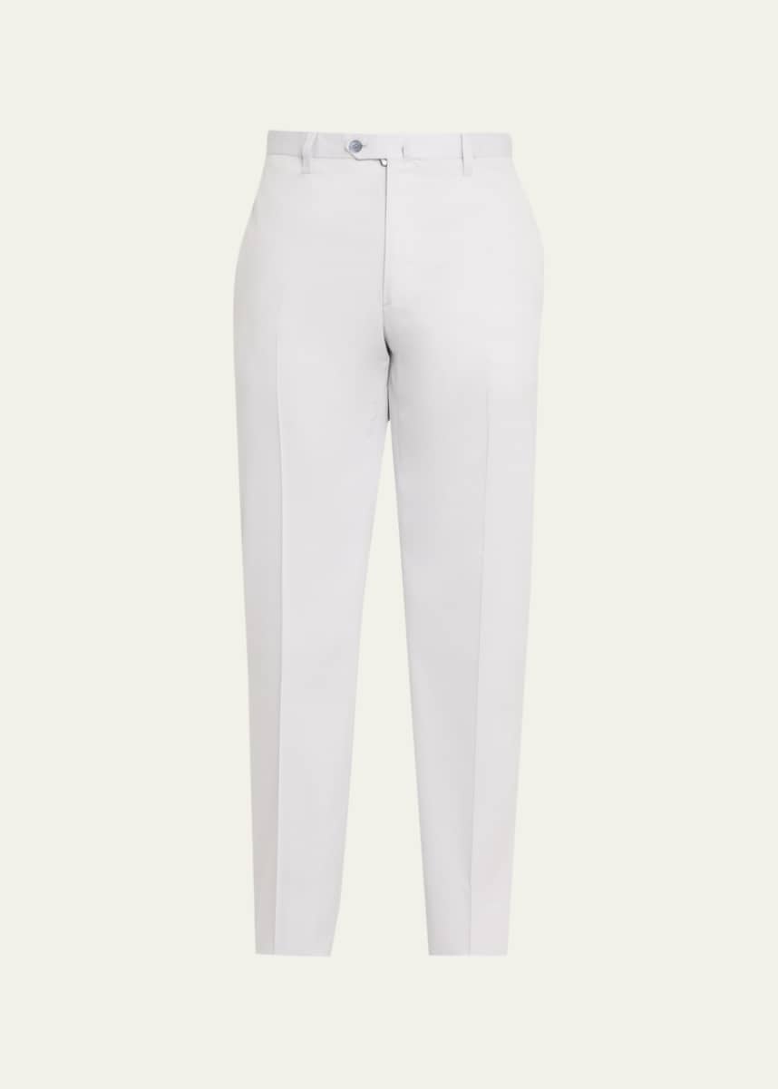 Cesare Attolini Men's Luxe Twill Flat-Front Trousers
