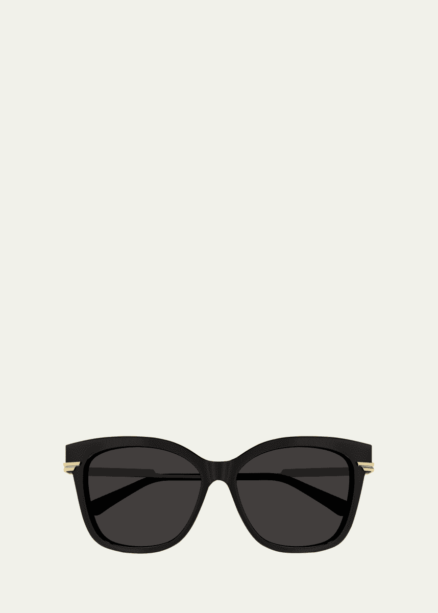 Bottega Veneta Engraved Logo Acetate & Metal Cat-Eye Sunglasses