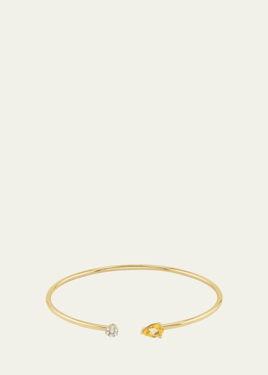 JIA JIA 14K Yellow Gold Diamond and Yellow Sapphire Bendable Cuff Bracelet