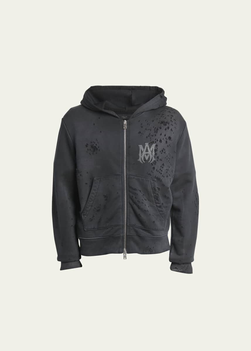 Amiri Men's Faded Terry Shotgun Zip Hoodie