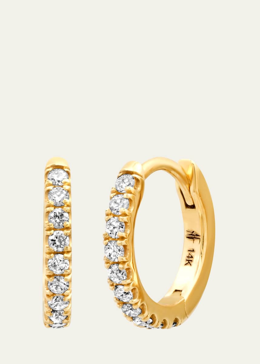Andrea Fohrman 14k Yellow Gold Diamond Pave Huggie Earrings