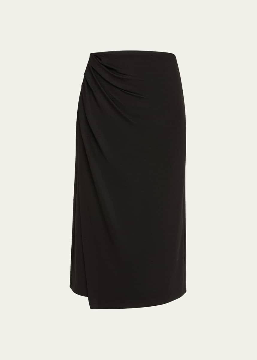 Vince Side-Drape Jersey Midi Skirt