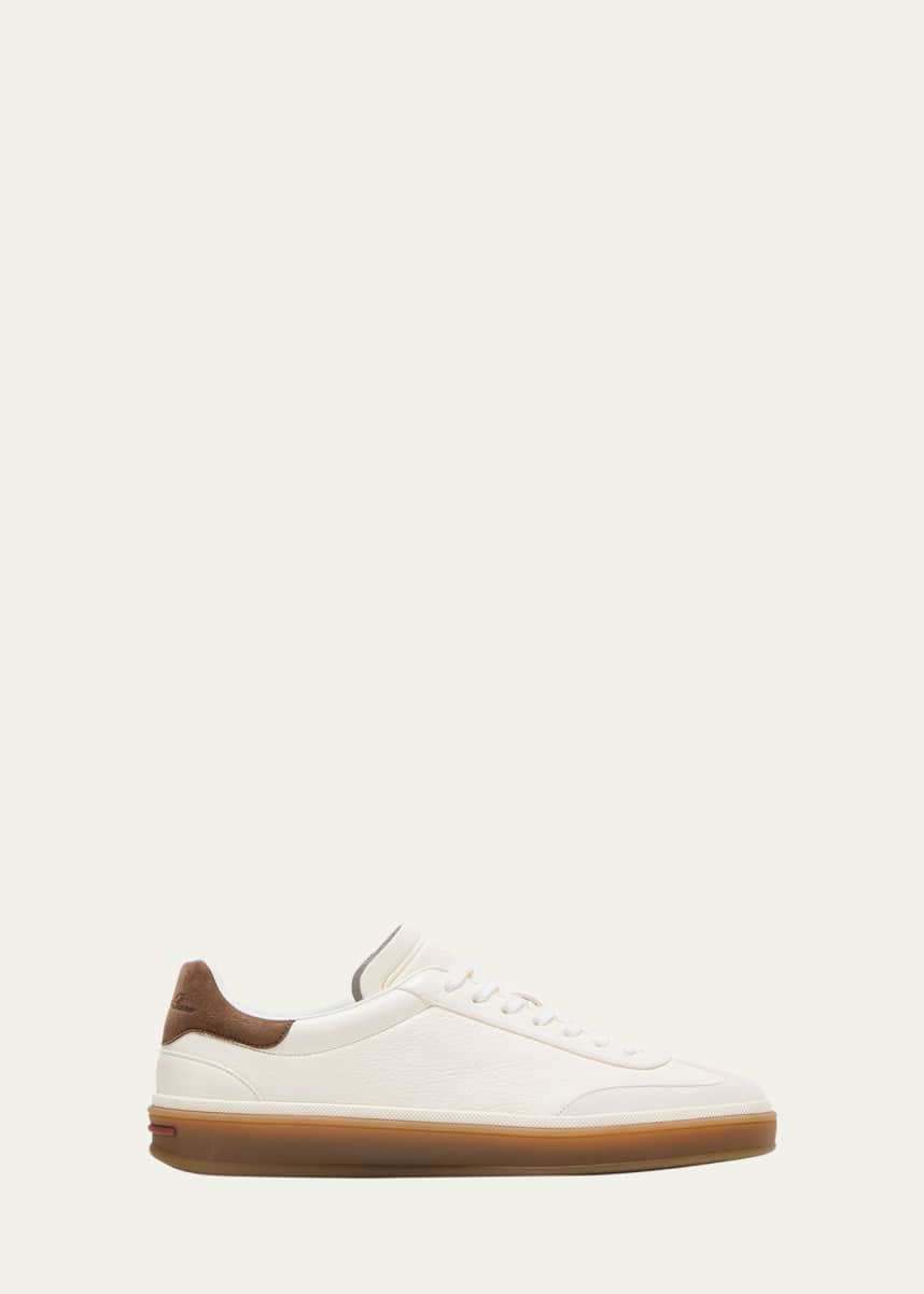 Loro Piana Mixed Leather Low-Top Tennis Sneakers