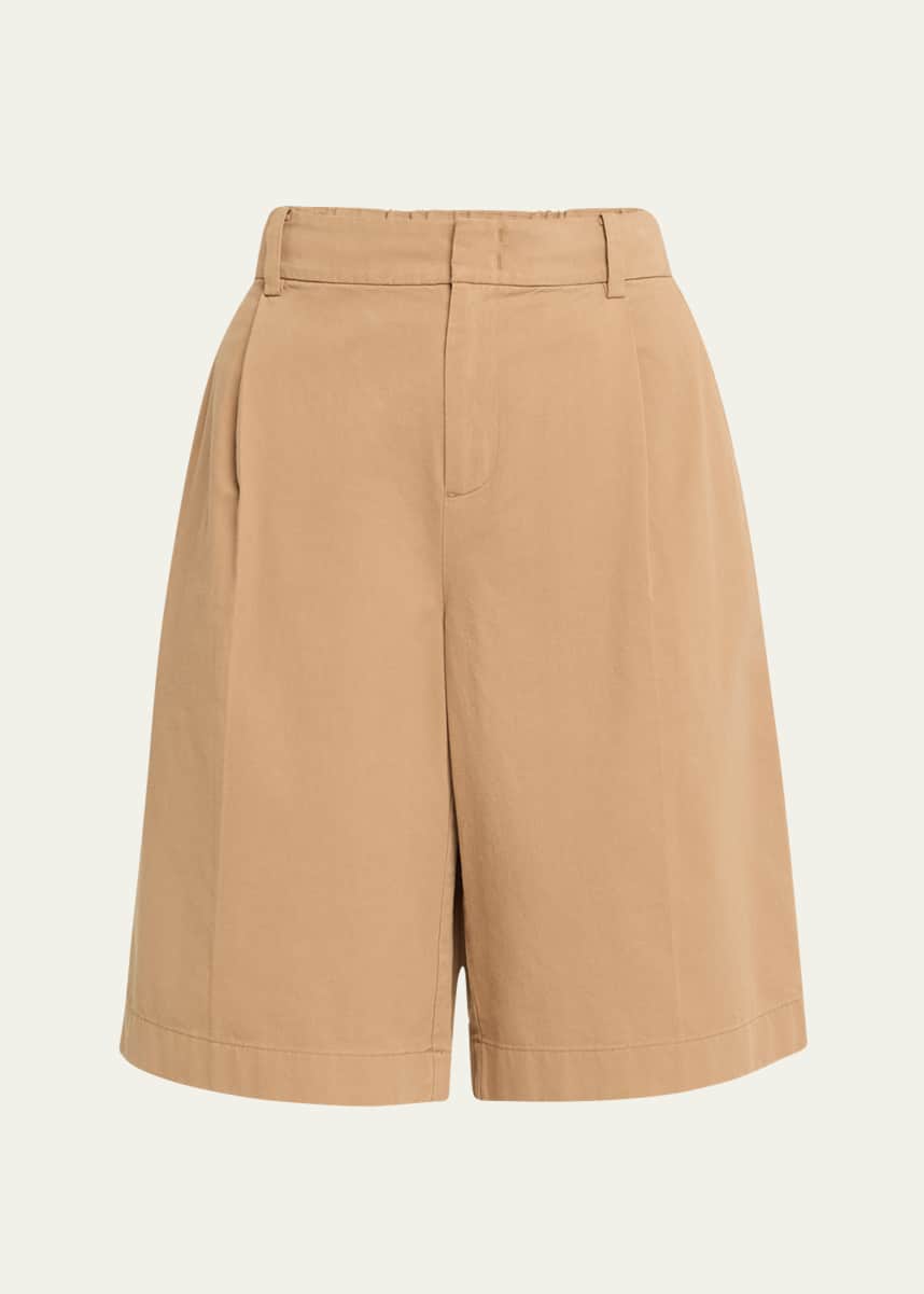 Vince Washed Cotton Pleated Wide-Leg Shorts