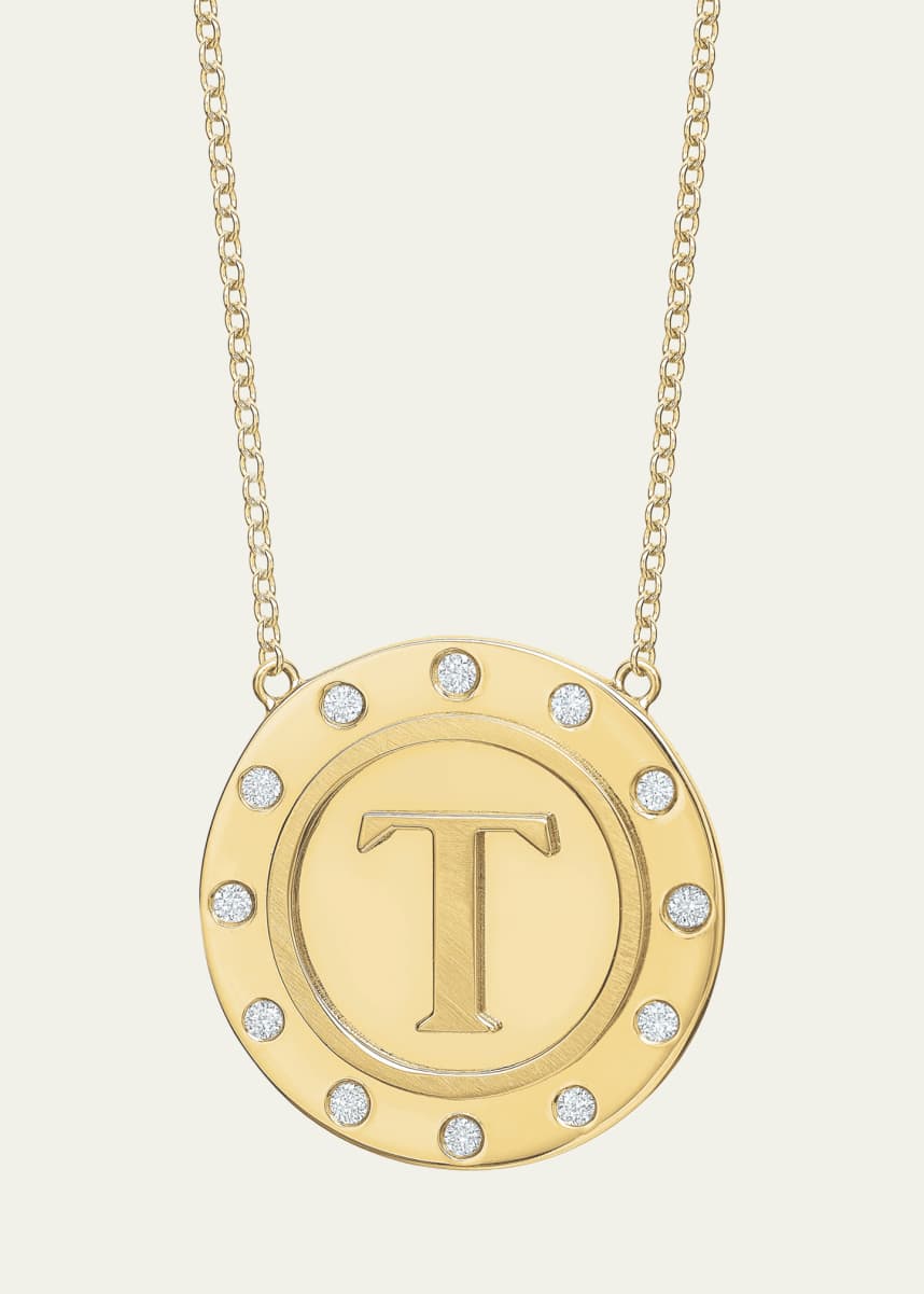 Tracee Nichols 14K Gold Initial Token Necklace with Diamonds