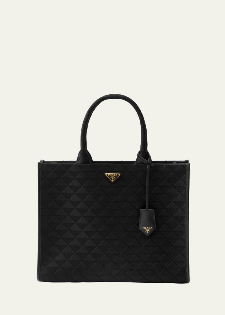 Prada Triangle Symbole Jacquard Tote Bag