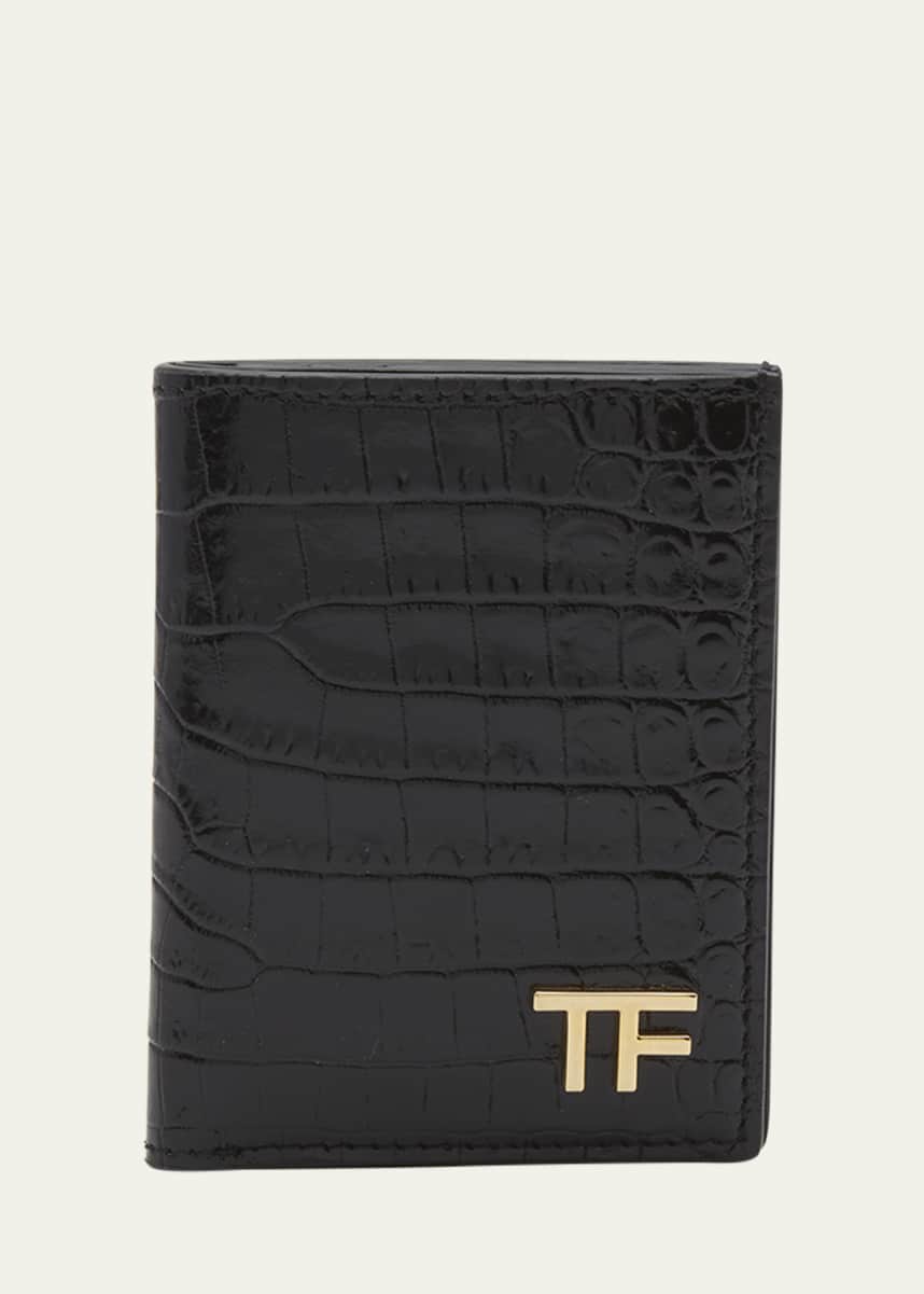 TOM FORD Men's T Line Alligator-Print Bifold Card Holder