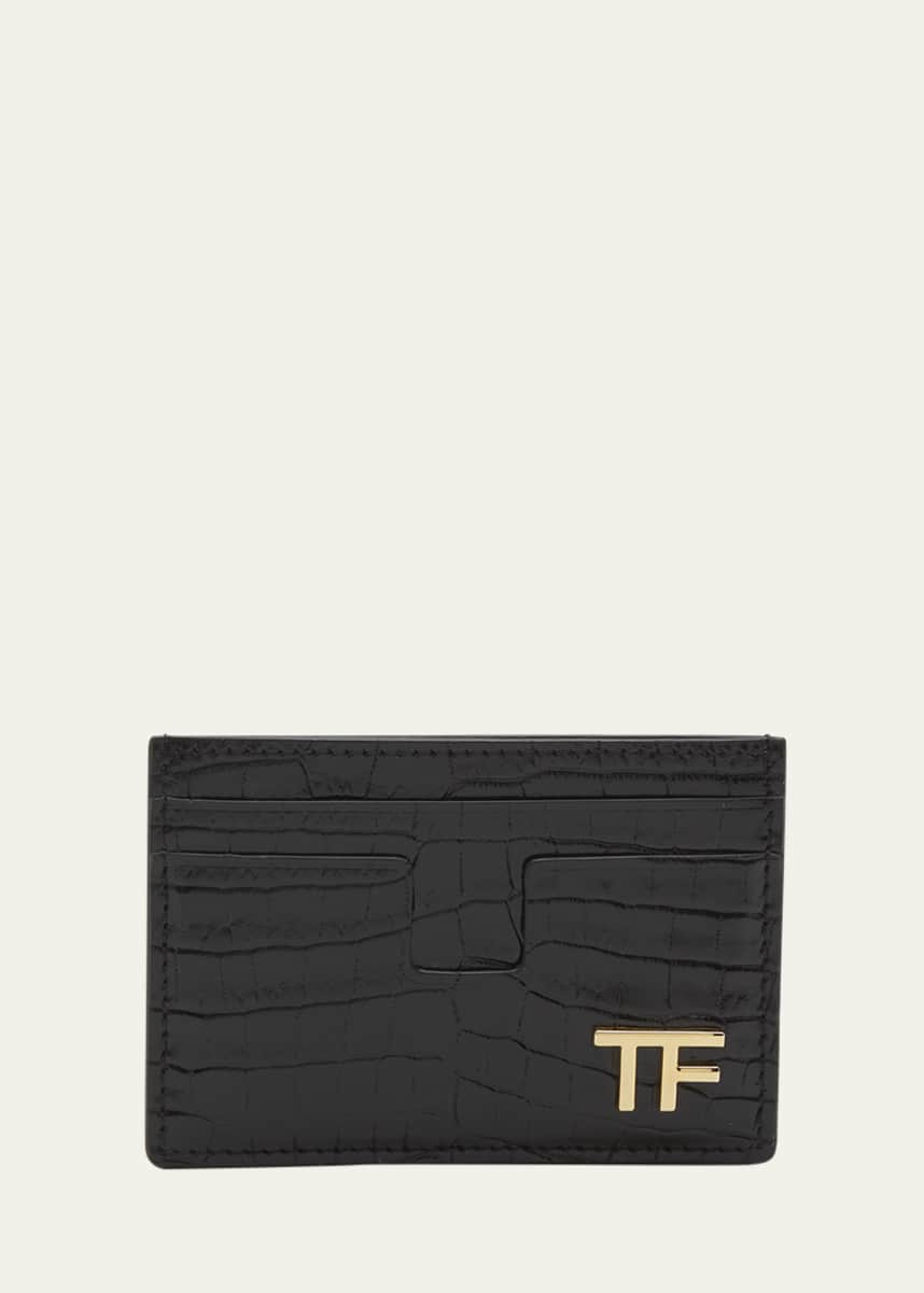 TOM FORD Men's T Line Alligator-Print Card Holder