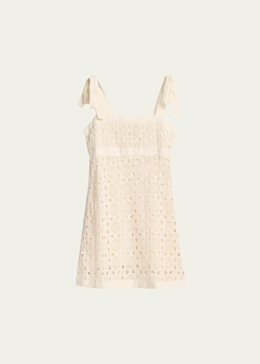 Hannah Artwear Andie Tie-Shoulder Cotton Crochet Lace Mini Dress
