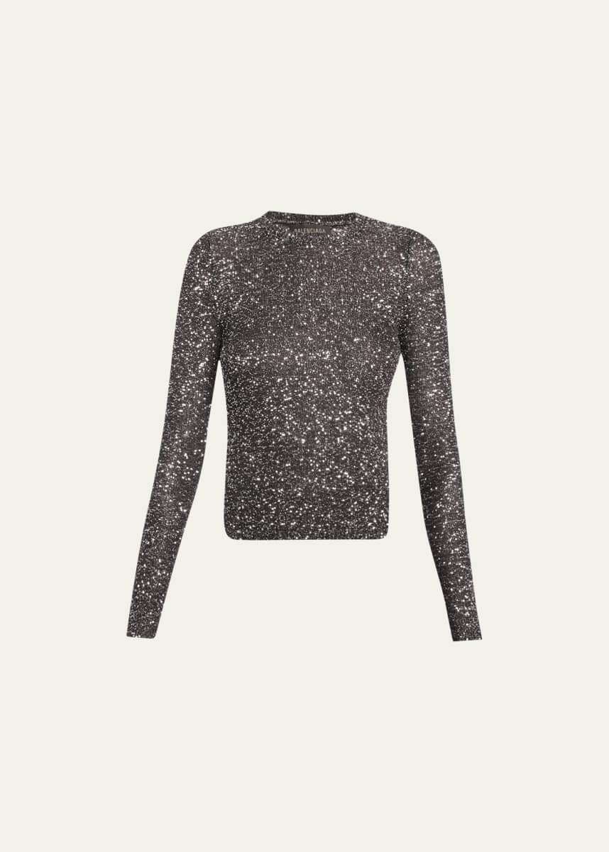 Balenciaga Embellished Fitted Crew-Neck Sweater