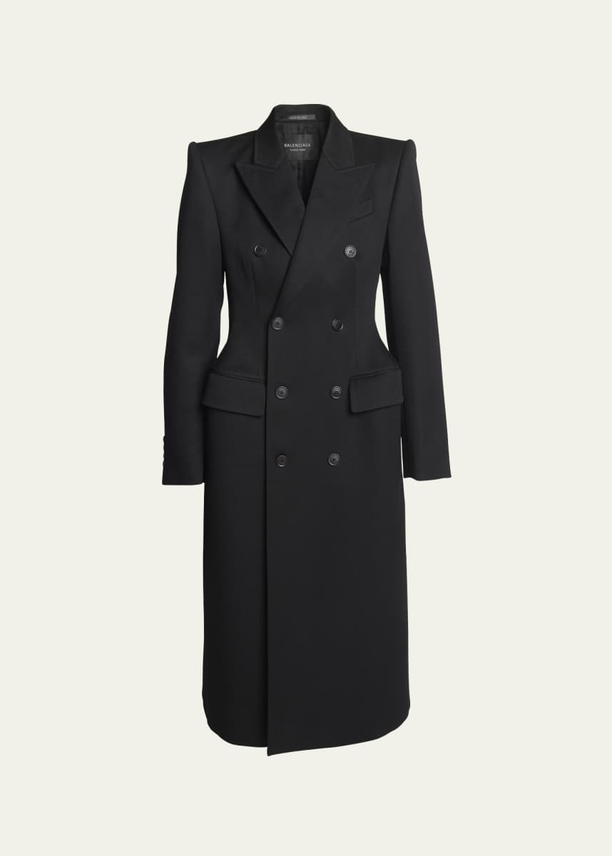 Balenciaga Double-Breast Hourglass Wool Coat
