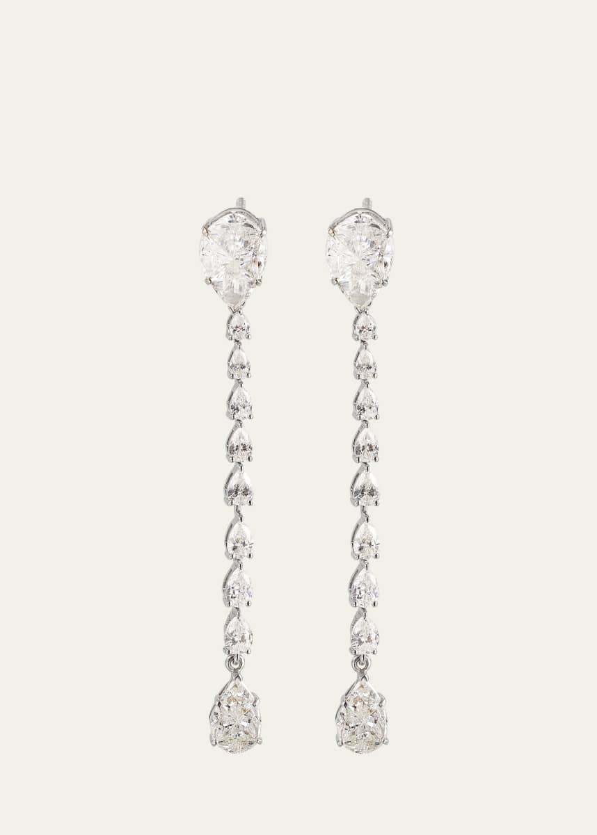 Alice Van Cal 18K White Gold Pear Diamond Drop Earrings