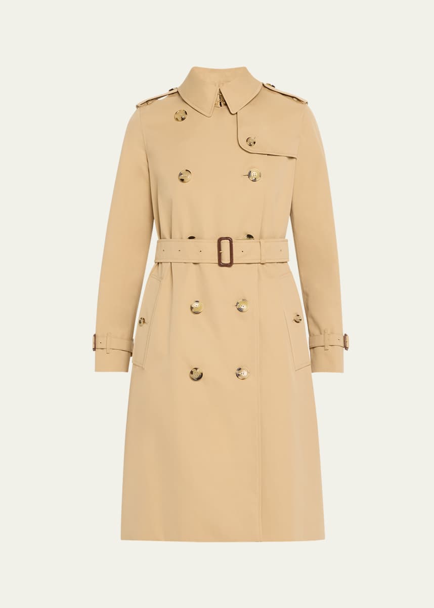 Burberry Kensington Organic Belted Double-Breasted Long Trench Coat