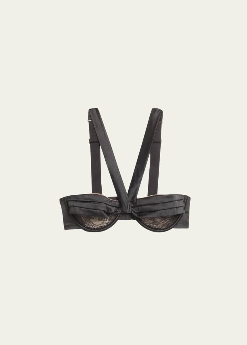 Livy Grenelle Lace & Pleated Satin Bustier Bra