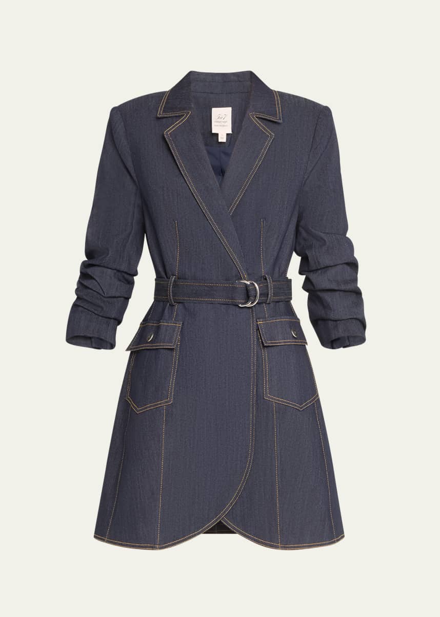 Cinq a Sept Jenessa Belted Denim Mini Wrap Shirtdress