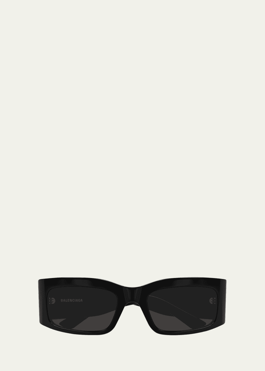 Balenciaga Men's Nylon and Acetate Rectangle Sunglasses