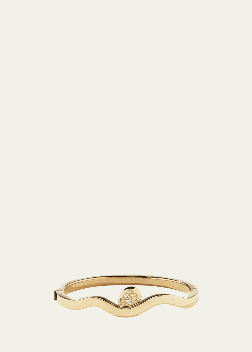 Aaryah Pear Diamond Hinged Bangle Bracelet