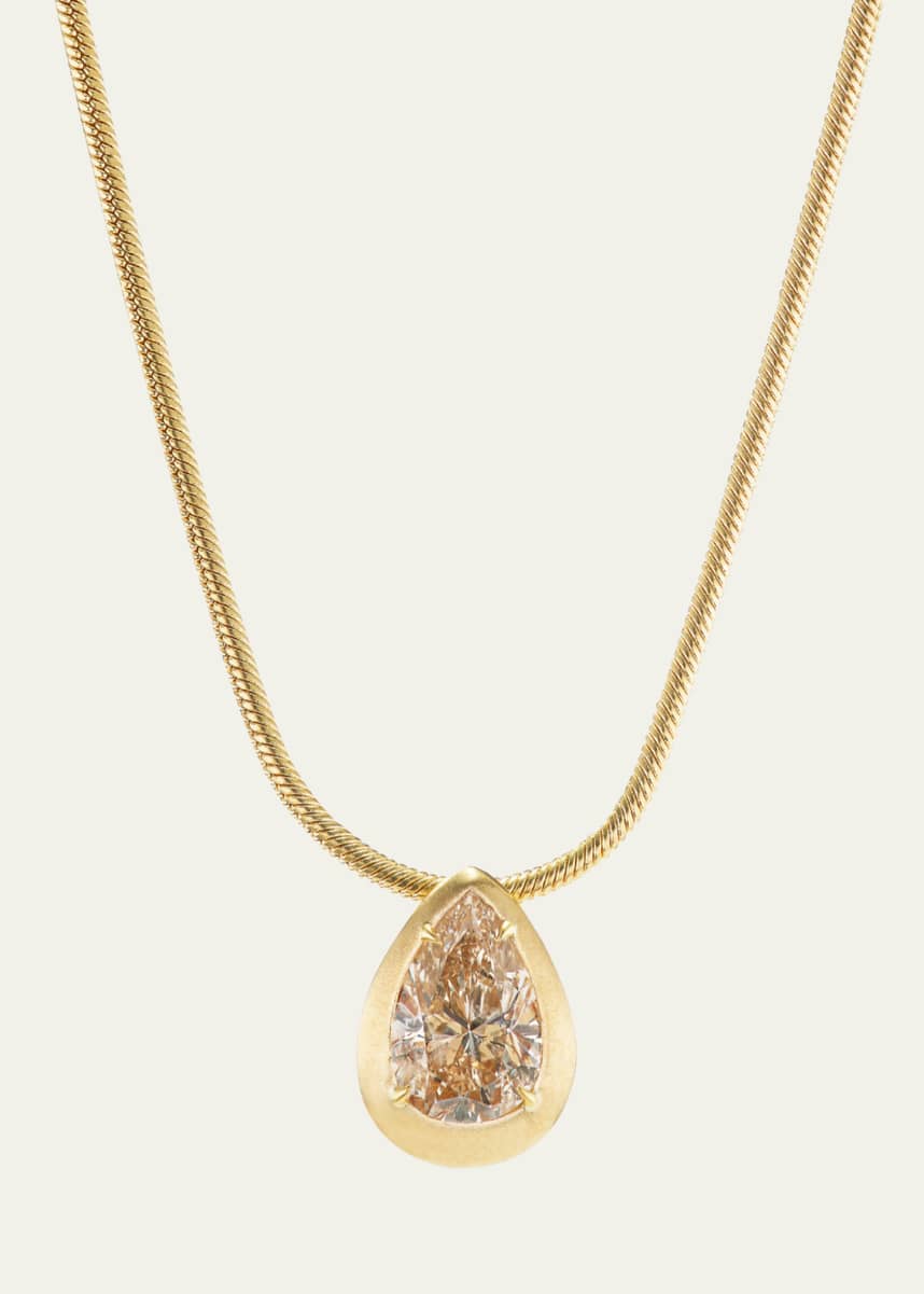 Aaryah Kyrah Diamond Pear and Snake Chain Necklace