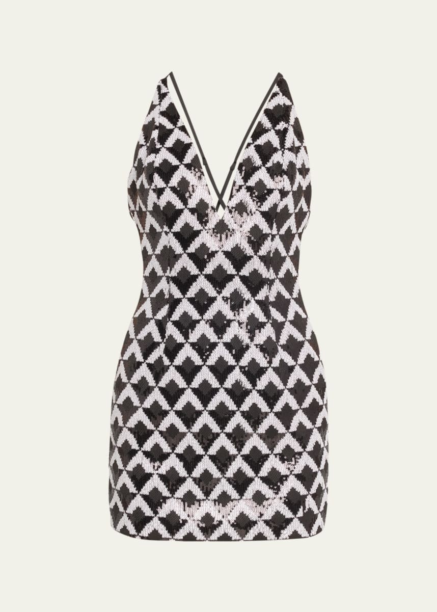 Ramy Brook Berkley Sequined Checkmate Mini Dress