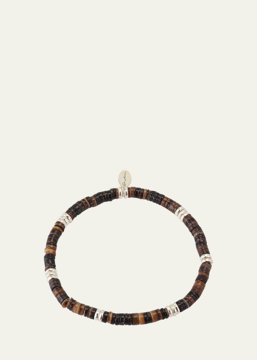Jan Leslie Men's Heishi Beaded Bracelet with Sterling Silver