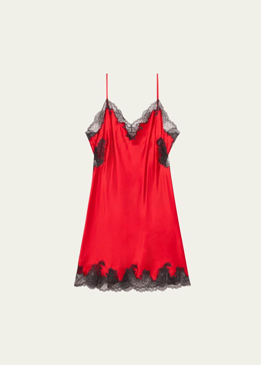 Josie Natori Lolita Lace-Trim Open-Back Chemise