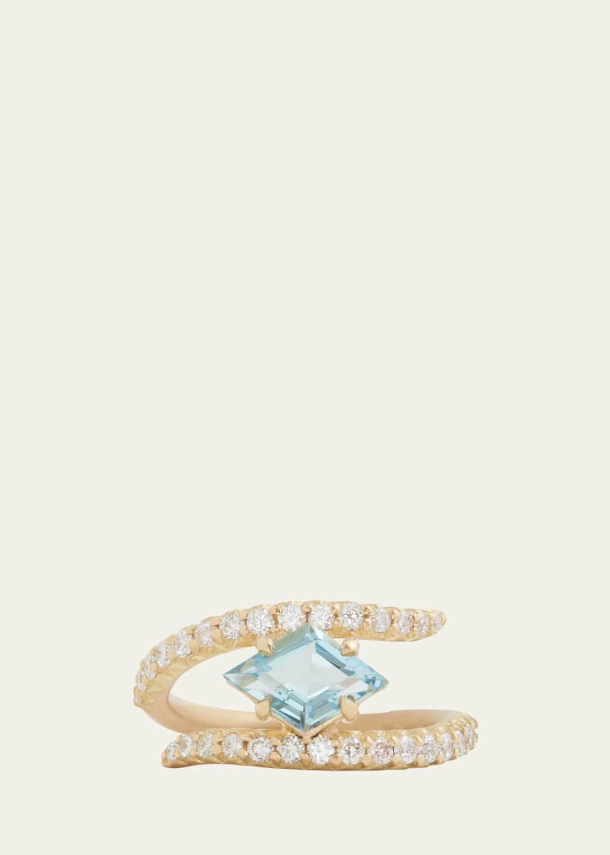 Jamie Wolf 18k Diamond and Aquamarine Script Ring