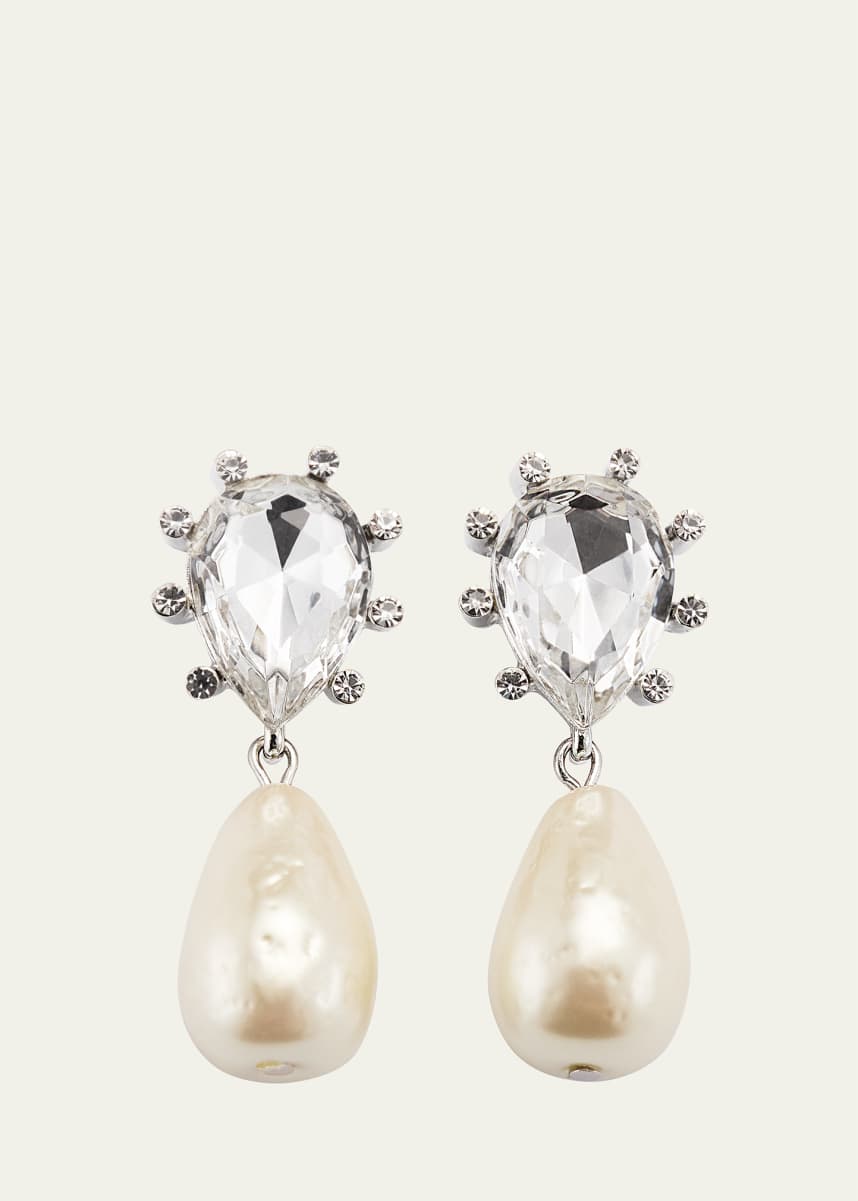 Oscar de la Renta Silk Pearl Crystal Drop Earrings