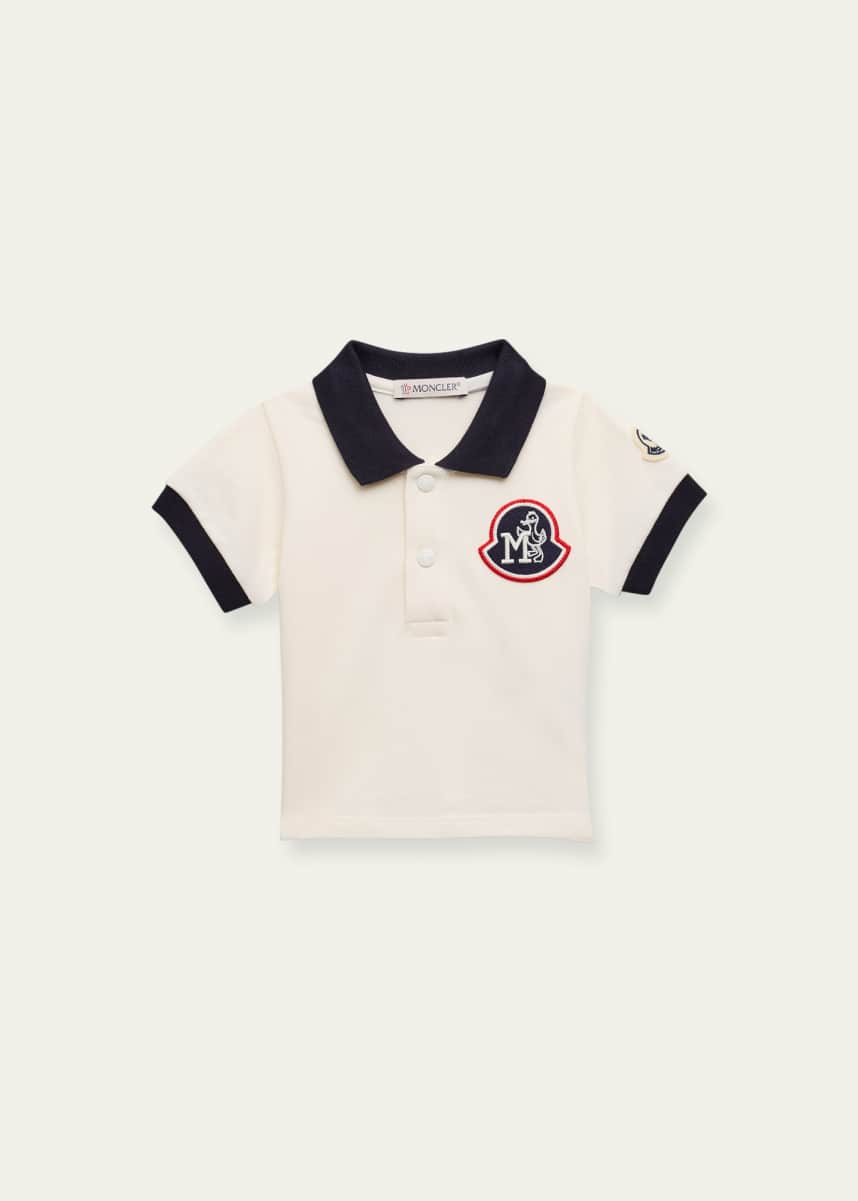Moncler Boy's Logo Patch Short-Sleeve Polo Shirt, Size 3M-3