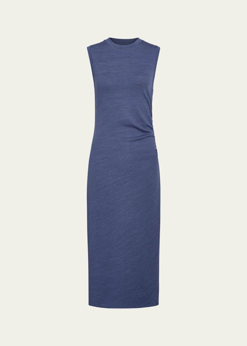 Vince Sleeveless Waist-Gathered Midi Dress