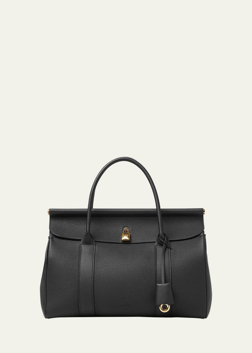 Loro Piana Loom 32 Grained Leather Top-Handle Bag