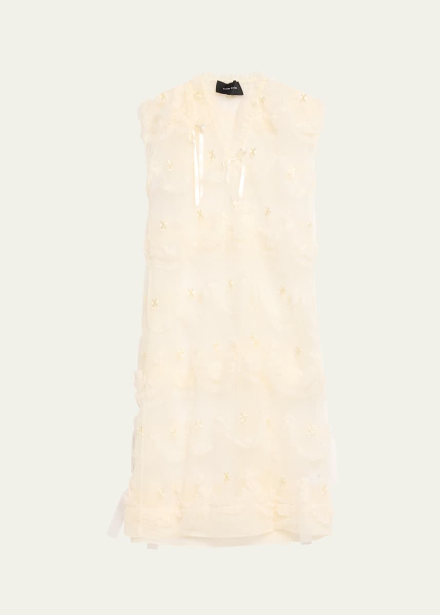 Simone Rocha Tulle Ribbon Shoulder Bite Sack Midi Dress
