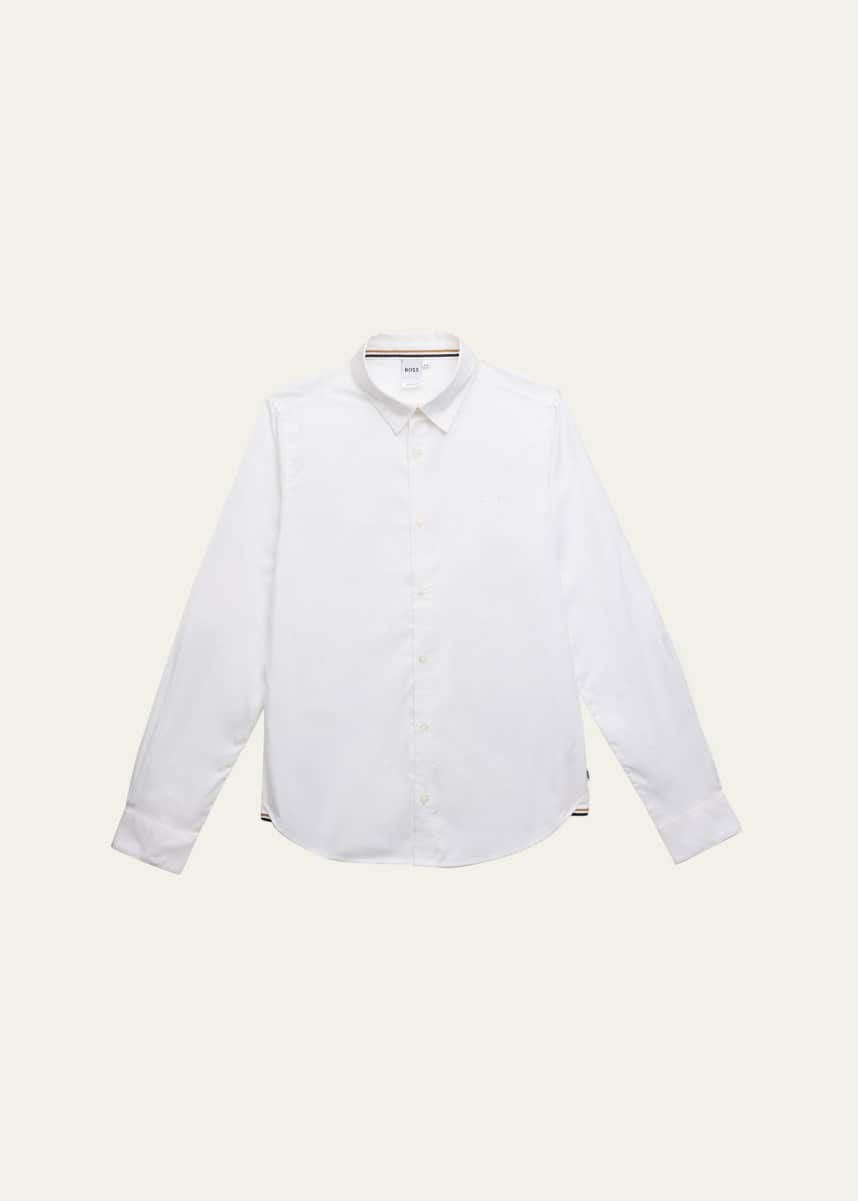 BOSS Boy's Long-Sleeve Cotton Oxford Shirt, Size 4-16