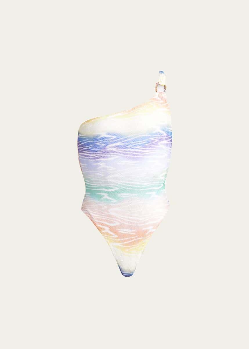Missoni Multi Zig-Zag Knit One-Piece Swimsuit