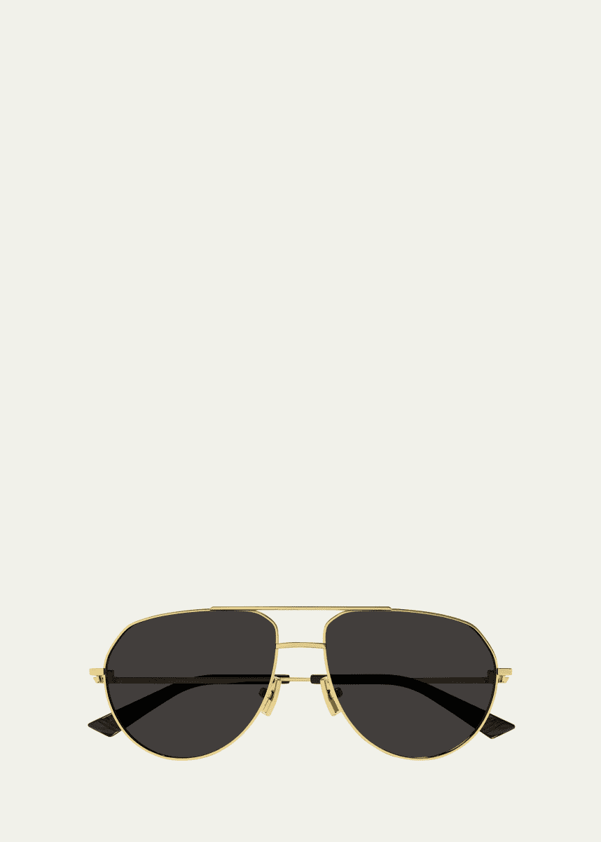 Bottega Veneta Logo Metal Aviator Sunglasses