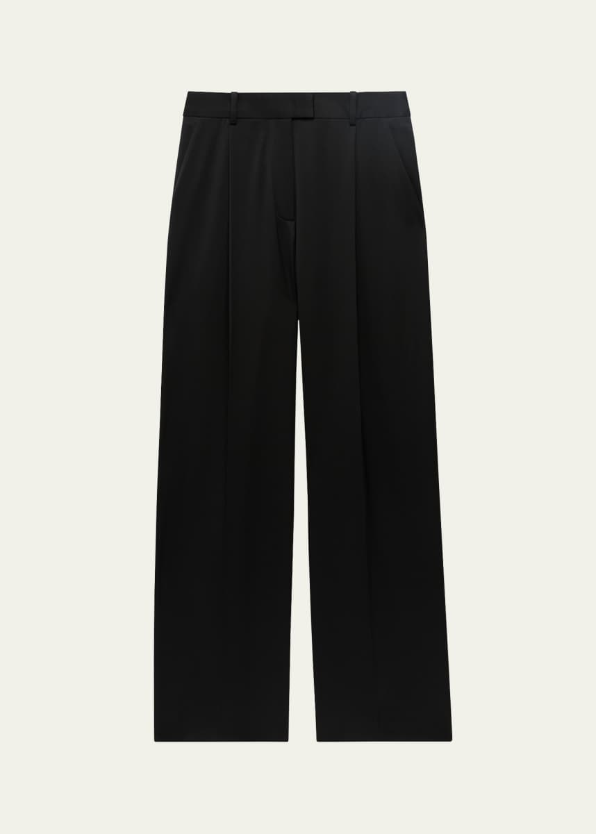 Another Tomorrow Pleated Wide-Leg Wool Pants